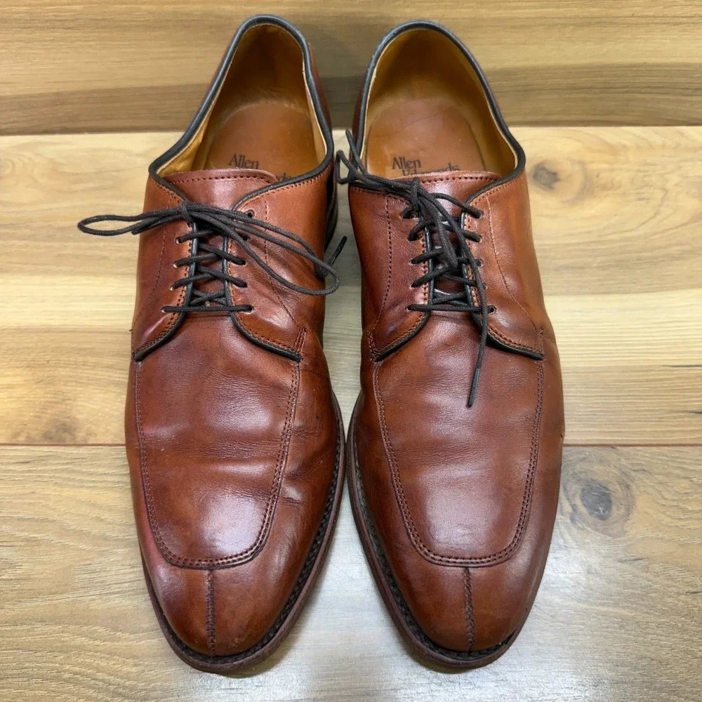 Allen Edmonds Delray Brown Leather Split Toe Dress Oxfords 9 D Reddish‎ Brown